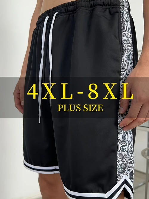 Men's Plus Size Summer Shorts | Striped And Side Coconut Pattern Embroidery, Fashionable And Versatile for Street, Sports, Casual Wear, PLUS SIZE