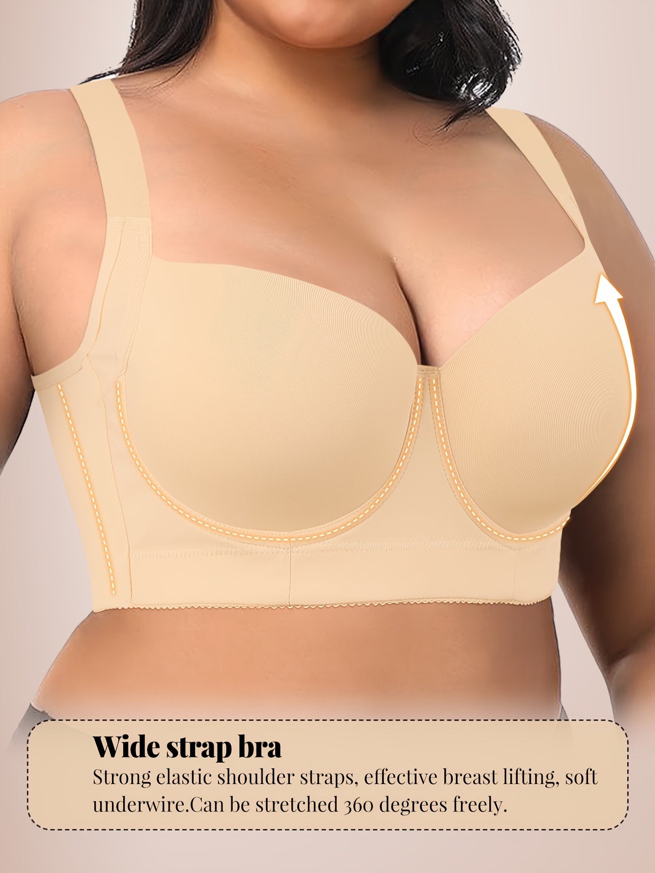 Seamless Large Size Push-up Bra for Women with Wide Shoulder Straps, Comfortable And Simple Bra