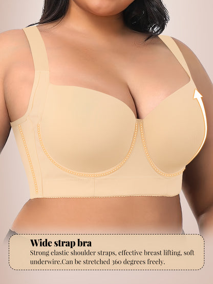 Seamless Large Size Push-up Bra for Women with Wide Shoulder Straps, Comfortable And Simple Bra