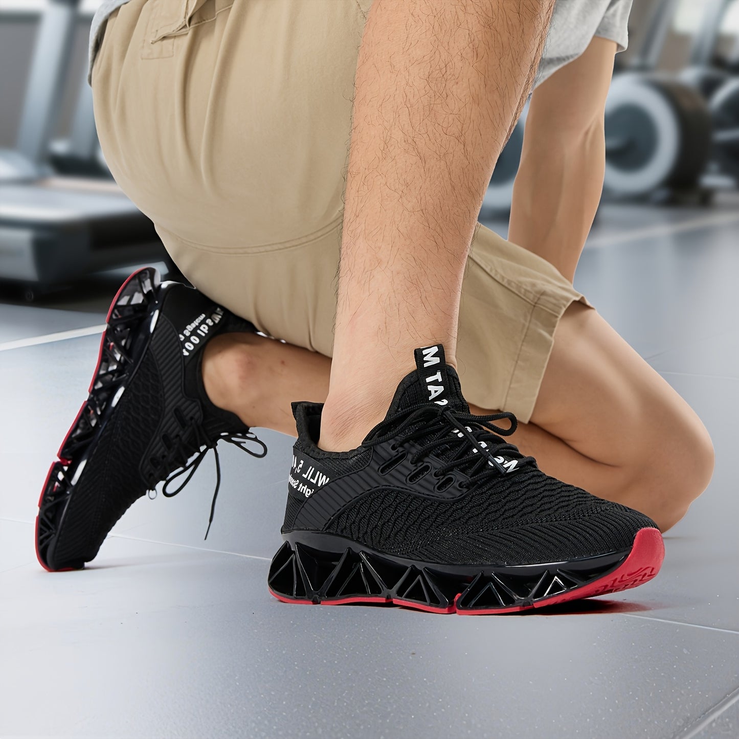 [Lightweight Running Shoes] Men Lightweight Breathable Running Shoes - Non-Slip All-Season Fitness Sneakers, Lace-Up Design Black - Wear-Resistant And Durable Training Shoes, Comfortable Casual Shoes, A Must-Have For Fitness Enthusiasts
