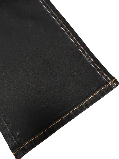 Women's Vintage Embroidered Geometric Detail Mid-Rise Stretch Flared Jeans - High Elasticity Machine-Washable Denim Pants for All-Season Comfort