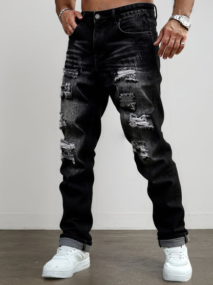 A Trendy Men's -style Distressed Skinny Jeans with Stretch