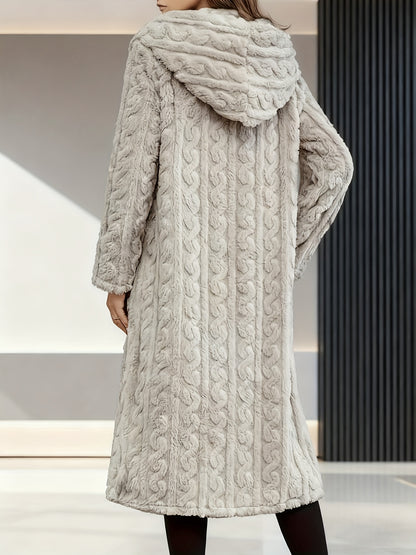 Elegant Women's Long Cardigan - Stylish Outer-Style Bathrobe, Machine Washable, All-Season Sweater, Daily Button-Up Mid-Length Coat, Structured Design, Suitable for All Seasons, Women's Lightweight and Breathable Spring/Autumn Bathrobe