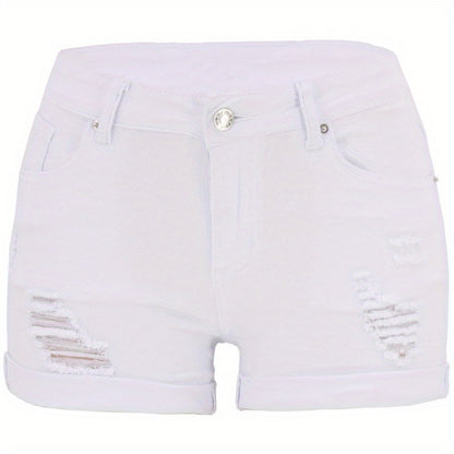 2025 Distressed Low Rise Denim Shorts: European Style Turn-Up Hem, Y2K Trendy, Spring Break Ready!