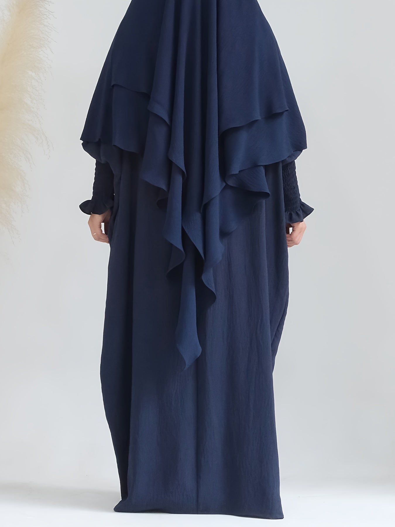 Khimar+abaya 2pcs Set Umrah Rida Set Player Abaya Set with Pockets