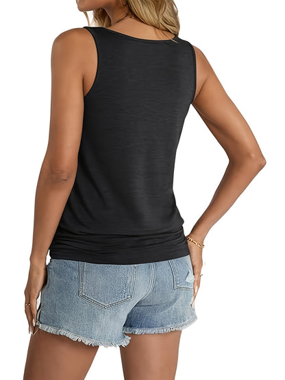 Solid Color Women's Top 2025 Europe and the United States Fashion Casual V-Neck Sleeveless Vest Three-Piece Set Without Print