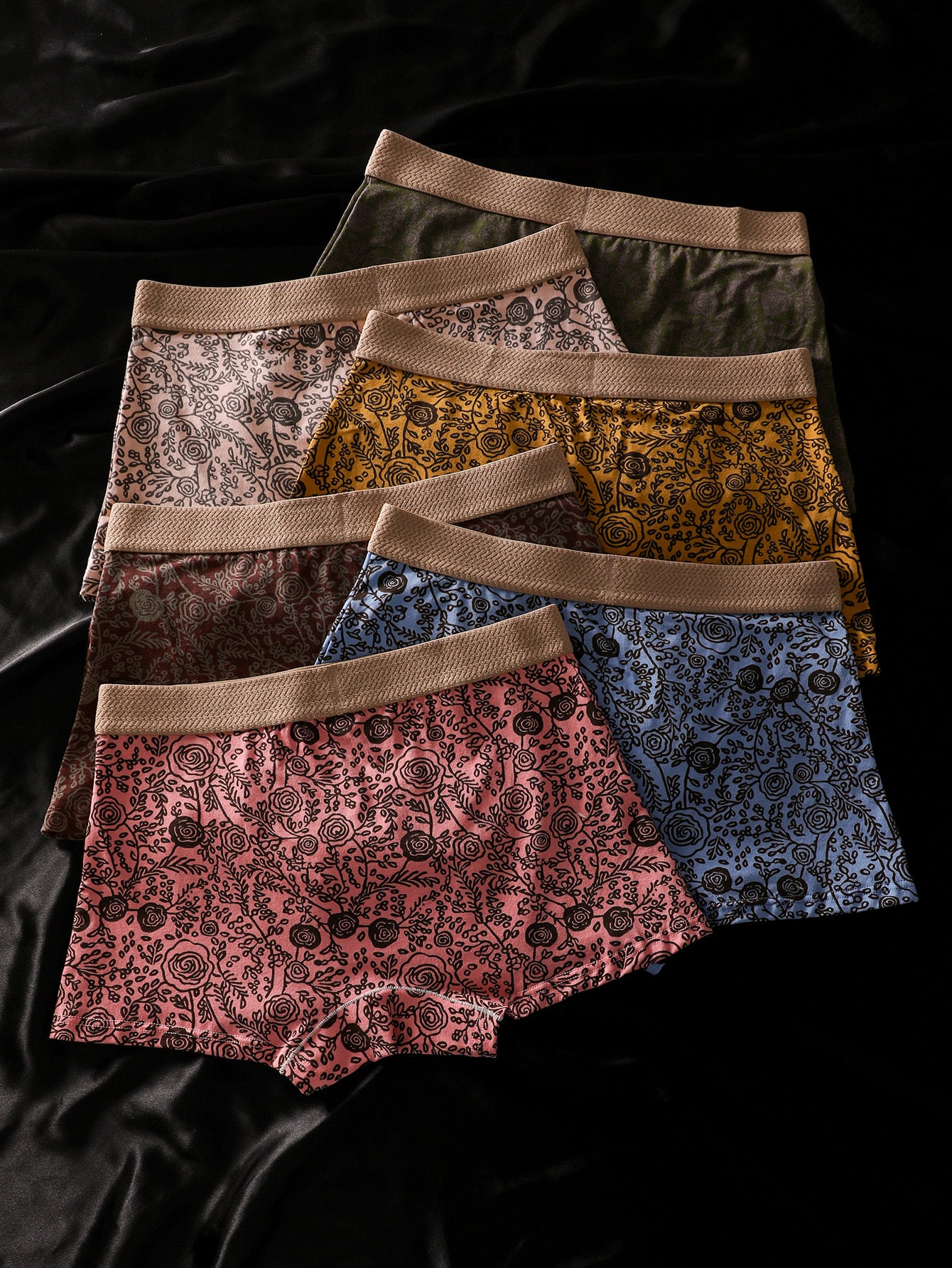 6pcs BIWEIER Women's Retro Printed Boyshorts, High-end and Light Luxury, Soft and Comfortable, Fashionable Underwear, Suitable for Women's Casual Sports, Valentine's Day Gift