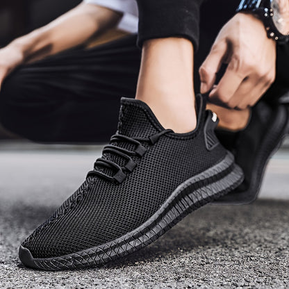 Men's Lightweight Low Top Sports Shoes - Solid Color, Rubber Sole, Fabric Upper & Insole | Breathable & Comfortable | Versatile Casual Design