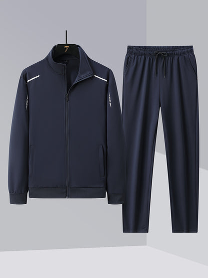 Men'S Casual Zip-Up Jacket And Sweatpants Set for Spring And Autumn Sports