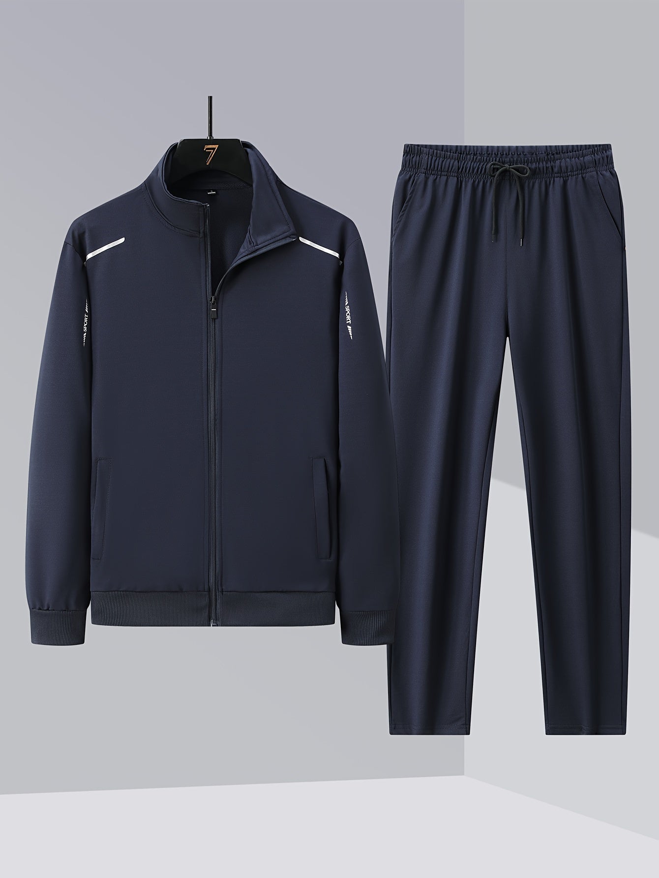 Men'S Casual Zip-Up Jacket And Sweatpants Set for Spring And Autumn Sports