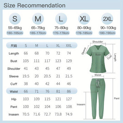 [2pcs Scrub Suit Set] Ships From The United States] 2pcs Set Scrub Suit Set for Women Modern V-neck Top T-shirt & Tapered Leg Jogger Pants with Drawstring Nursing Uniforms Set Suitable for Pet Hospitals, Dental Clinics, Nursing Work, Etc