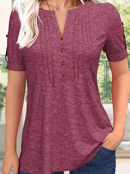 Women's Green Viscose V-Neck Pleated T-Shirt - product view 11