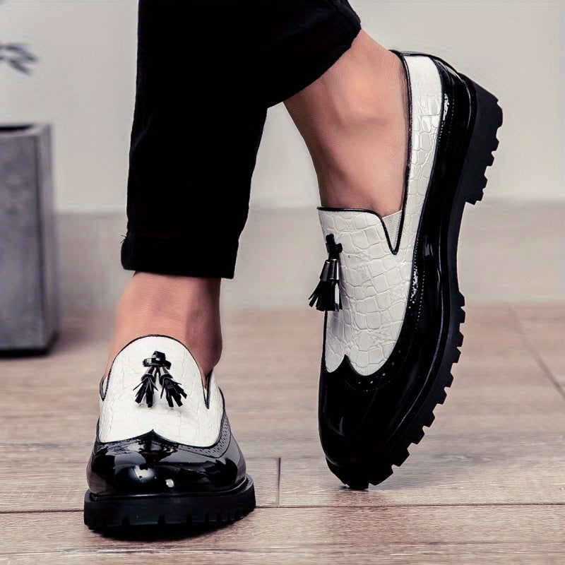 Men' S Fashionable Formal Shoes, British Trend Brogue Shoes, Low-top Pointed Fringe Shoes, Bean Shoes, Size 40-46