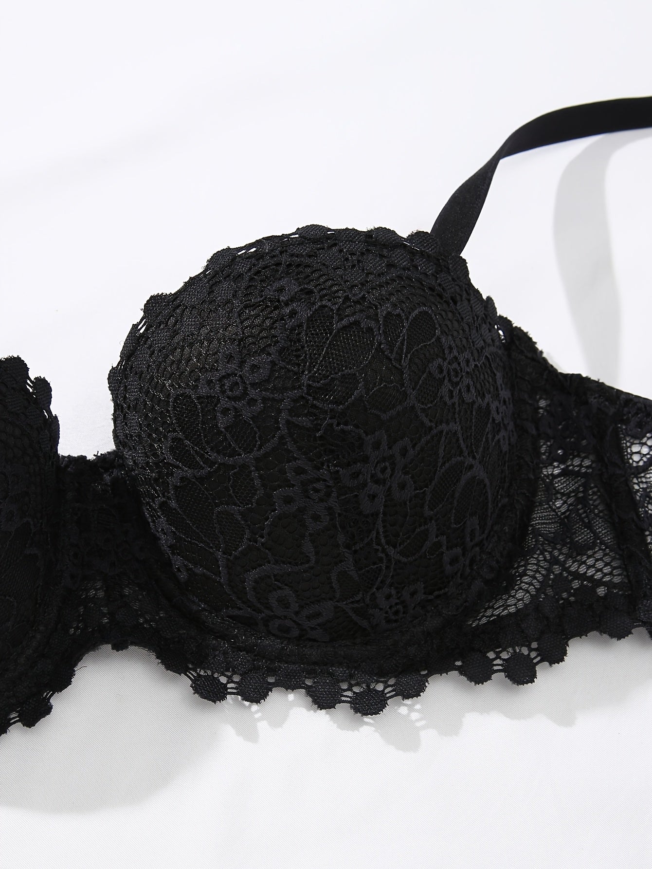 1pc Women'S White Lace Push Up Bra With Adjustable Straps, Floral Lace Bra With U-shaped Straps, Suitable For Everyday Occasions