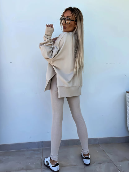 Women's Spring And Autumn Outdoor Sports Hoodie Set, Women's Autumn And Winter Long Sleeve Solid Color Hoodie Casual Set, Hoodie Top And Pants Yoga Two-piece Set, Outdoor Running Fitness Set