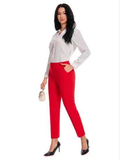 Women'S High Waisted Slim Fit Ankle Dress Pants Stretch Trousers with Pockets, Elegant Office Workwear Bottoms