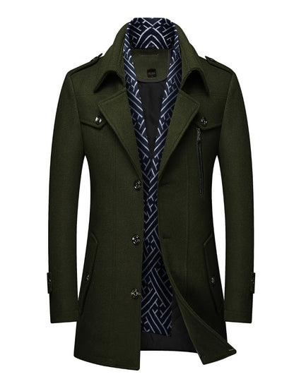 Men's Versatile Wool Blend Single-Breasted Coat