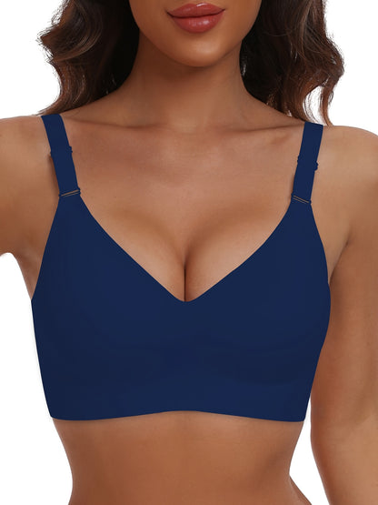 Seamless Wireless Push-Up Bra-V Neck Design, Comfortable, Supportive Intimate Apparel for Women