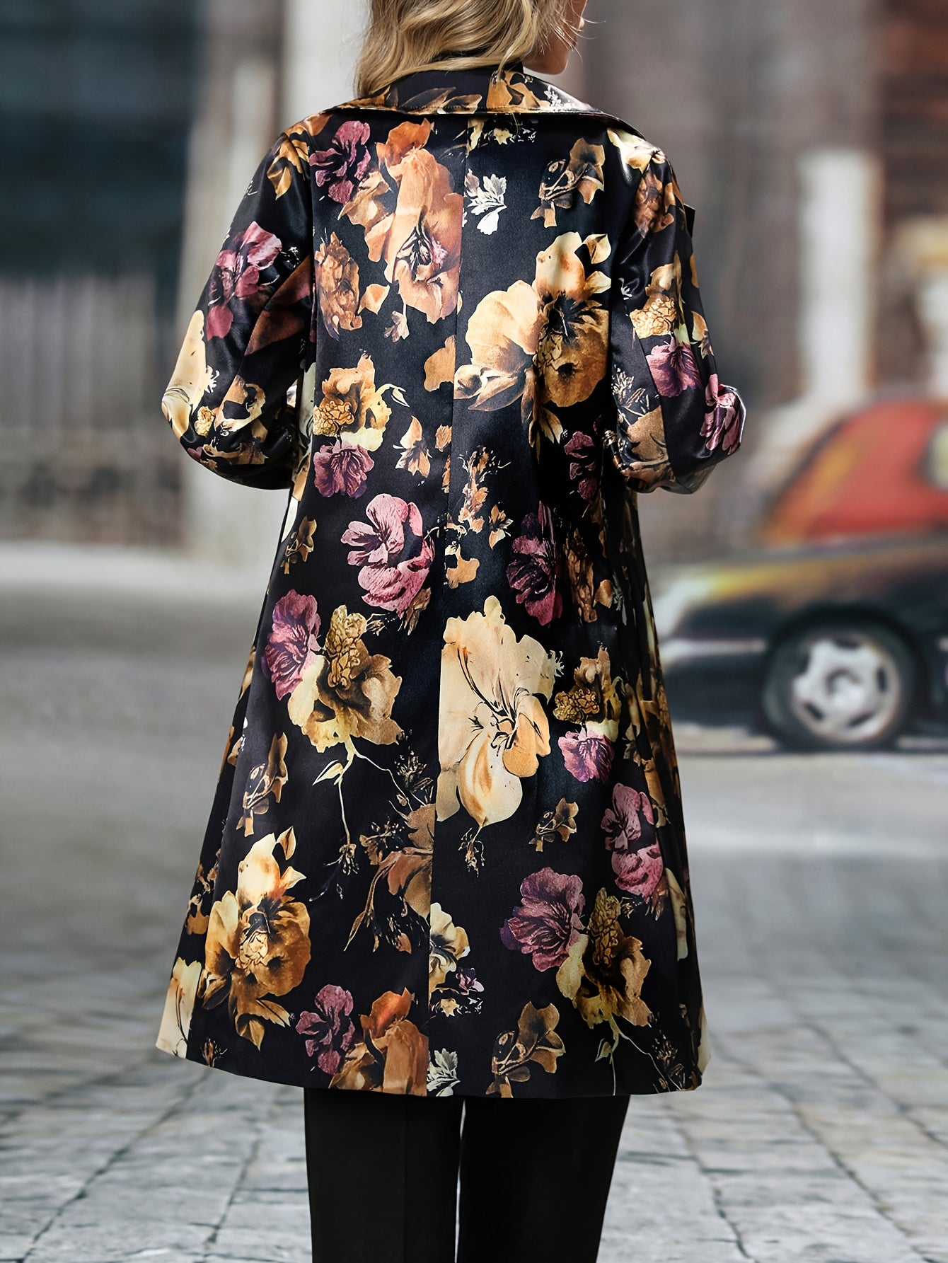 Long-sleeved Floral Pattern Single-breasted Suit Jacket