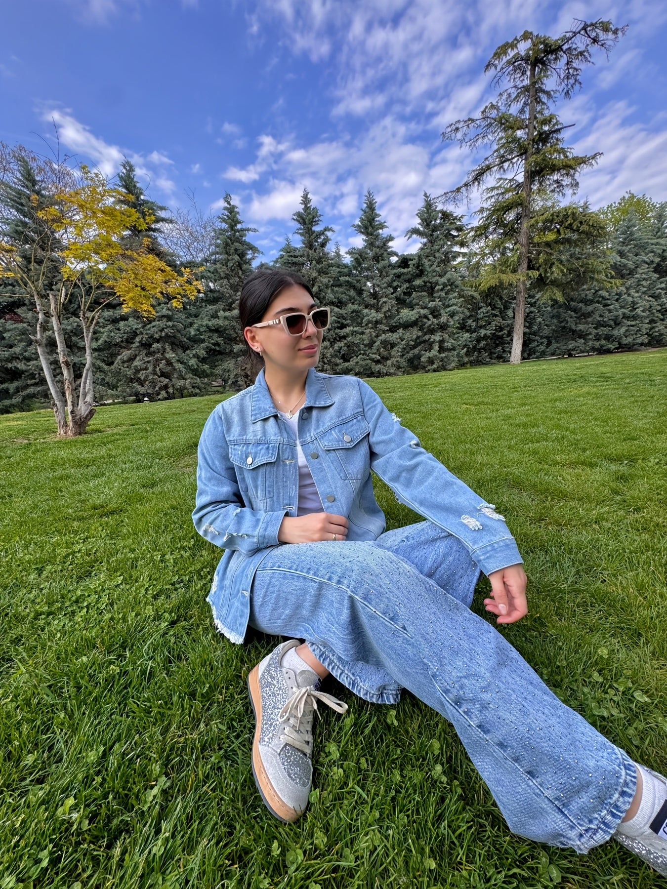 Women's Medium Blue Denim Oversized Denim Jacket - product view 6