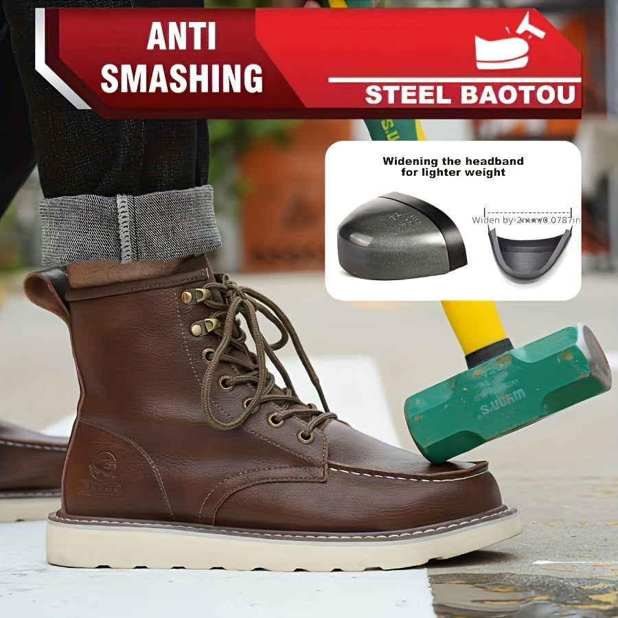 Anti-smashing, Anti-stabbing, Anti-slip And Wear-resistant Work Boots with Constant Sole