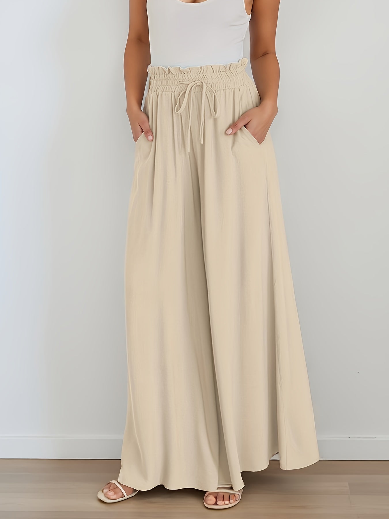 Temperament Commuter Style Loose Drapey Pants With Wide Leg Pants Seasonal Wear Women Drapey High Waist Casual Pants Women'S Elegant Casual Pants