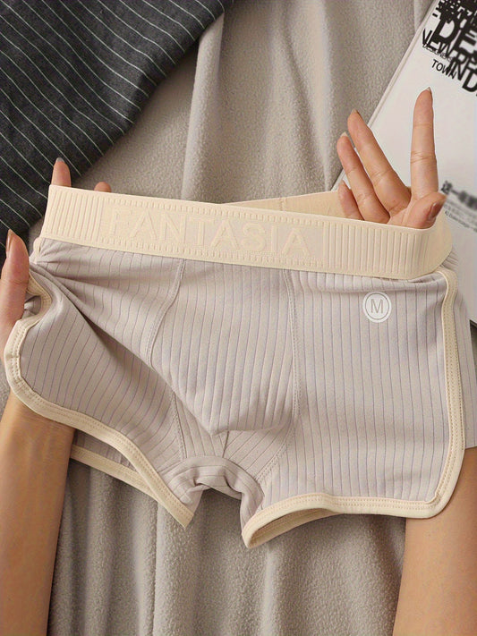 4 Pc Random Color Mens Underwear Breathable Comfort Stretch Boxer Shorts Casual Ribbed Trunks for Spring Summer Sports