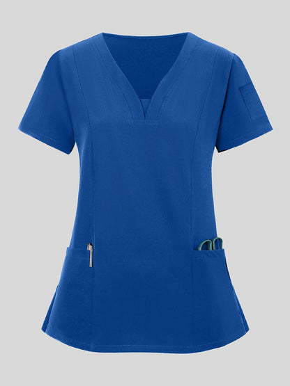 Women'S V-Neck Frosted Breathable Uniform Pocket Handwash Workwear Brush Handwear Top