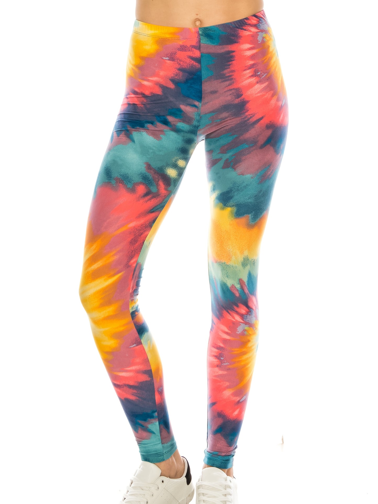 Tie Dye Print Skinny Yoga Leggings - Casual Sports Every Day Stretchy Leggings - Polyester & Spandex Blend - For Women - Suitable for Yoga, Fitness & Everyday Wear - Perfect Gift for Active Women