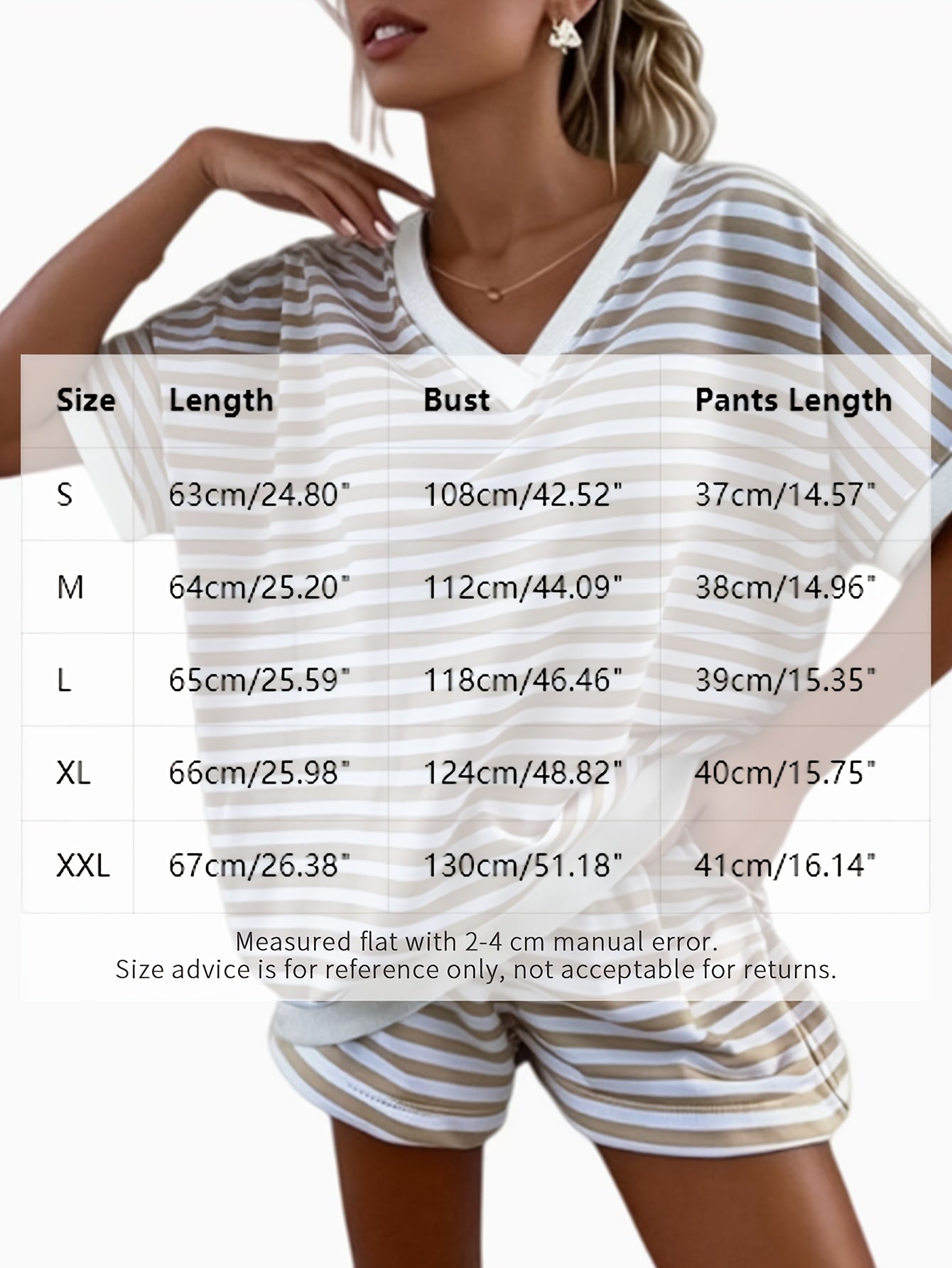 Women'S 2pcs Striped Lounge Set Short Sleeve V-Neck Top And High-Waist Shorts, Casual Athletic Sleepwear Outfit, Summer Sportswear