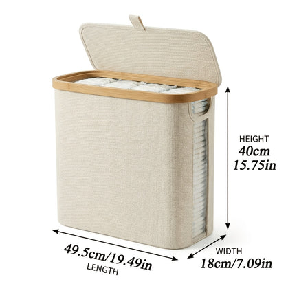 1/2pcs Lightweight Foldable Bamboo Border Storage Organizer, Water-resistant & Damp-proof, Space-saving Fits Drawers & Narrow Spaces, Multi-use for Toilet Paper, Diapers, Laundry, Easy to Store, Practical Home Organizer for Bathroom Bedroom Living