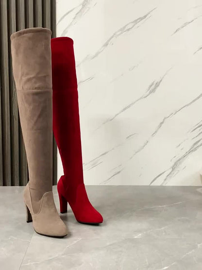 Thigh High Boots for Women 2026 New - Black Over The Knee Chunky Heel Tie Back Comfort Sexy, Trendy Elegant Winter Boots, Best New Year Gift for Mom Office Ladies Fast Delivery, Women Shoes