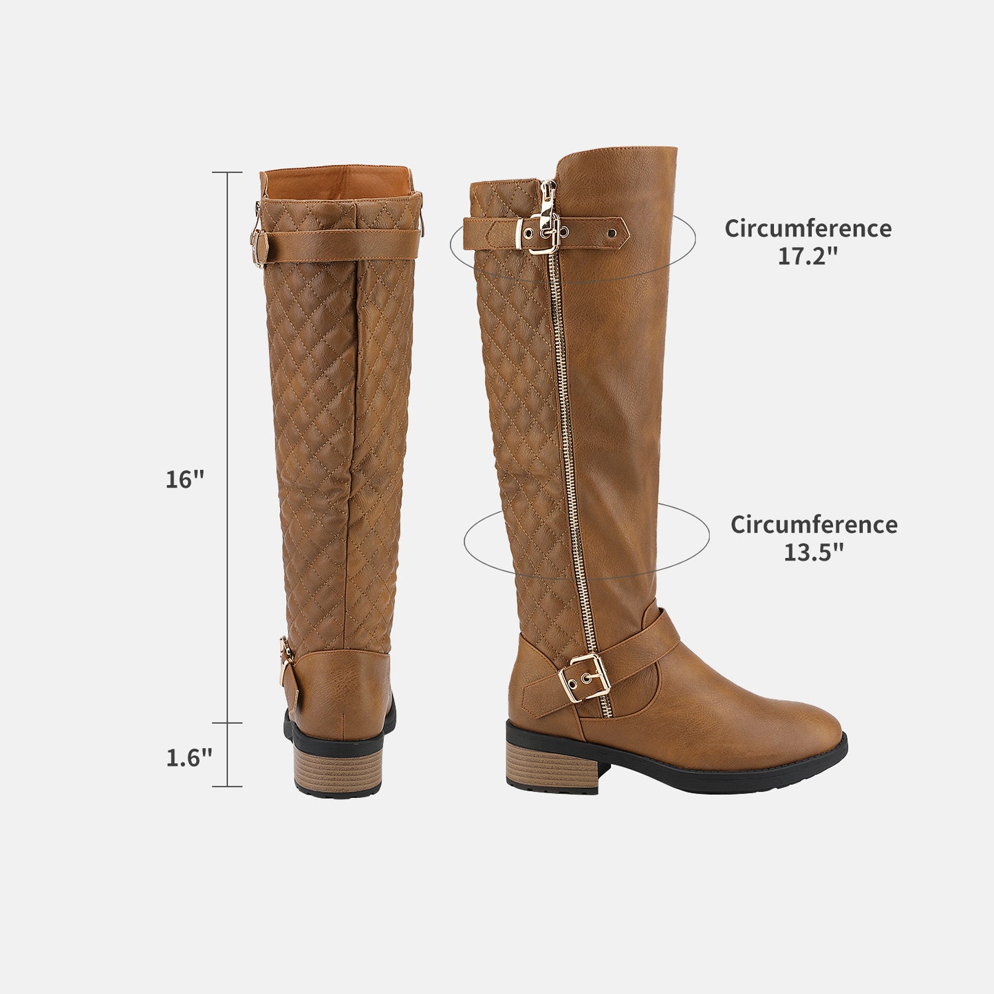 Women's Knee High Boots Wide Calf Low Heel Riding Boots With Side Zipper With Buckle Fall Tall Boots for Women Suitable for party, dance, shopping, walk, office. Perfect gift for friends, wife, sister, daughter.