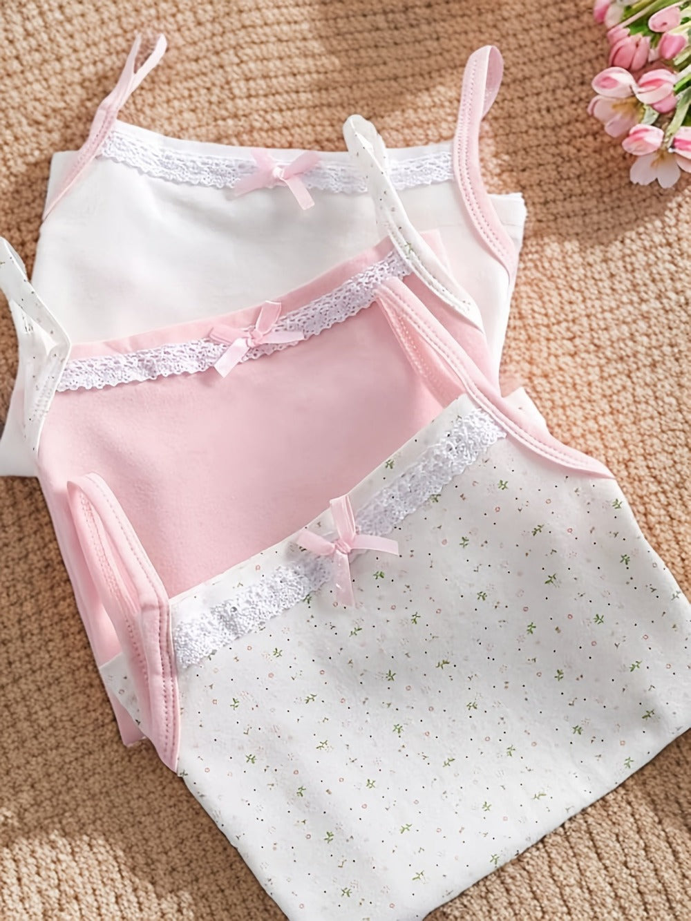 Girls' Camisole Underwear Set - 3-Piece Floral