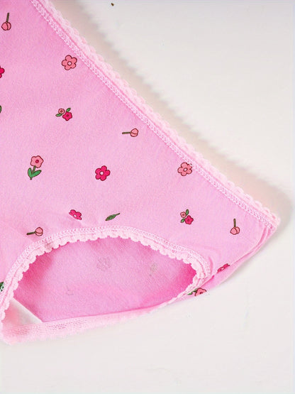 Random 8pcs: Cute Floral Printed Tri-Shorts for Little Girls - Soft, Stretchy, And Perfect for All Seasons