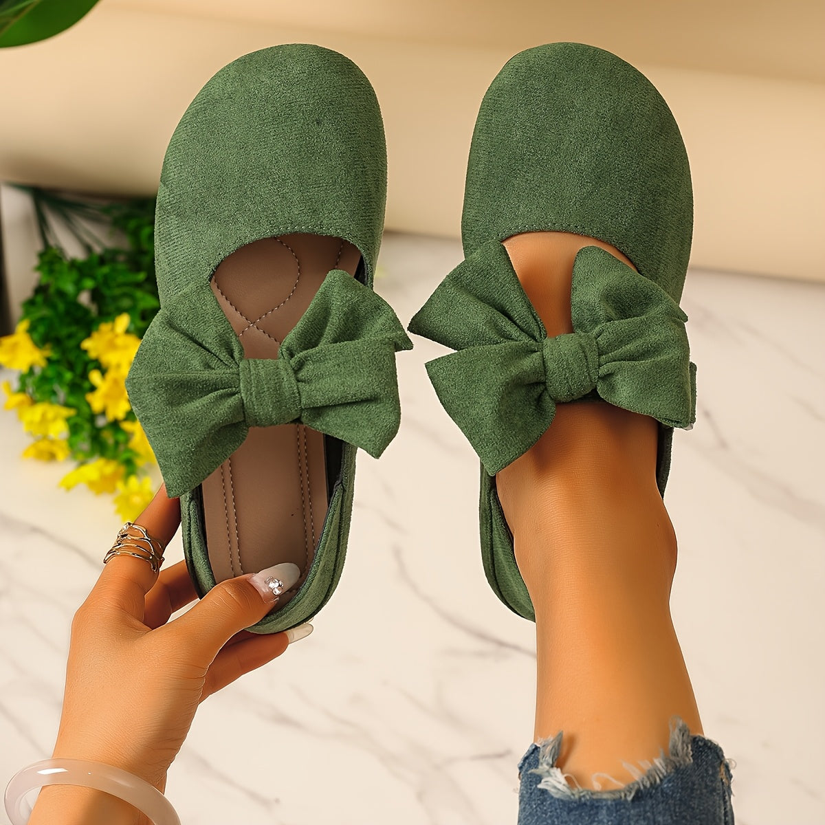 Old Beijing Cloth Shoes Mother'S Shoes New Genuine Metal Buckle Bow Single Shoes Black Work Shoes Soft Sole Comfortable Work Shopping Shoes, Women Shoes