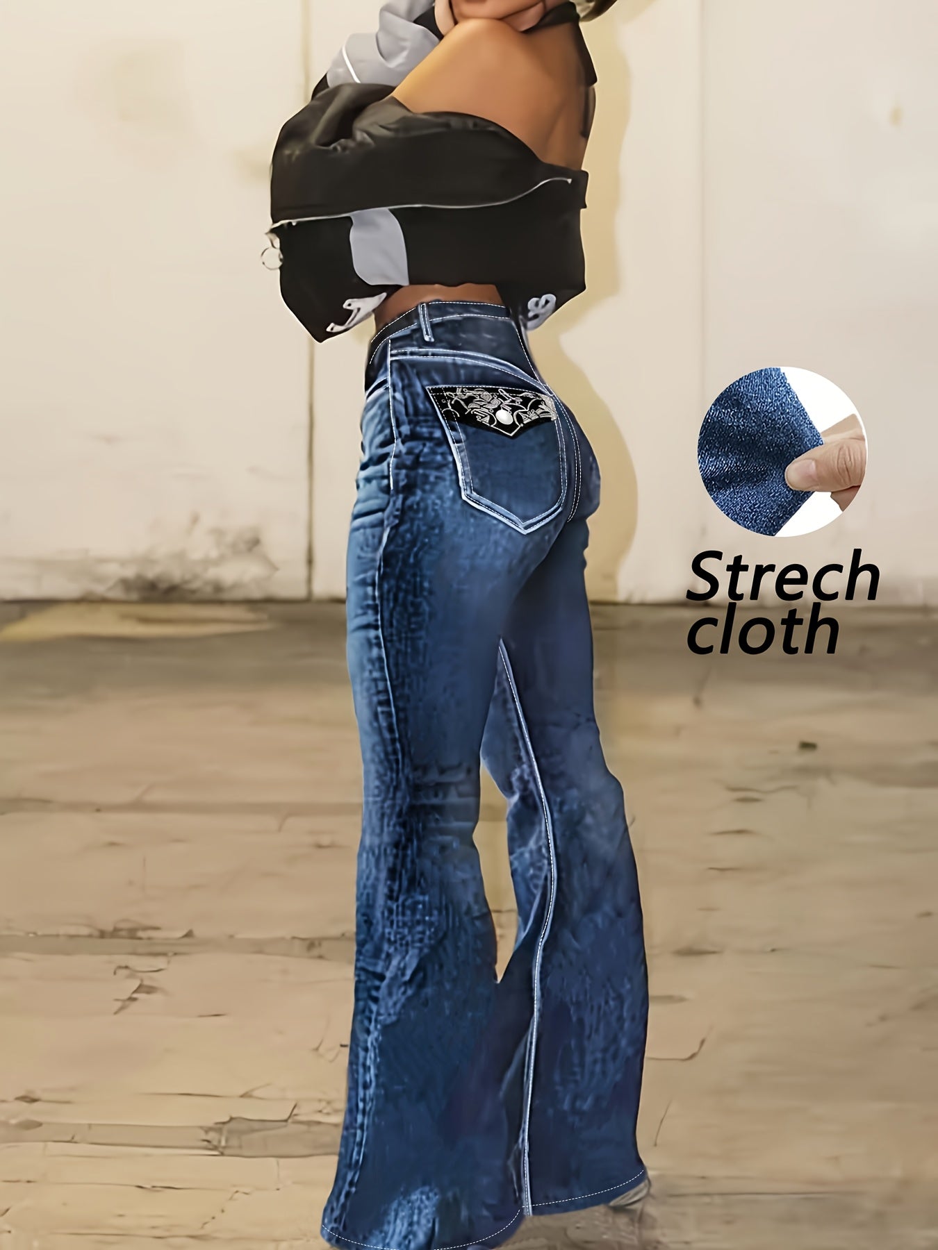 Women's Black Denim High-Waist Slim-Fit Jeans - product view 17