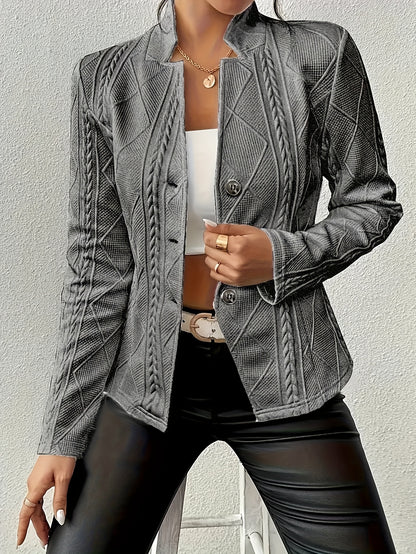 Lady'S Elegant Pink Jacket | Long Sleeves, Single Button, Textured Pattern | Machine Washable | Ideal Choice For Spring And Autumn | Fashionable Casual Coat, Autumn Jacket | Textured Coat | Fashionable Casual Wear