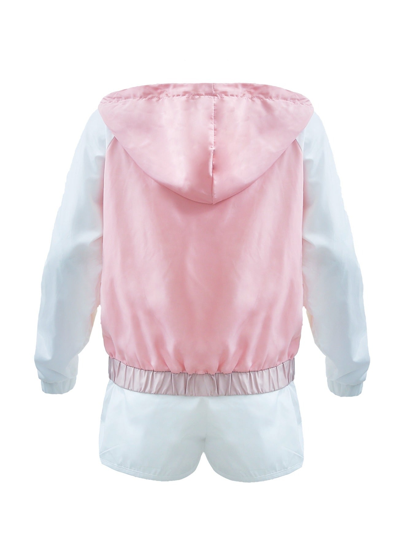 Women's 80s 90s Tracksuit 2 Piece Long Sleeve Outfits Retro Windbreaker Sport Set, Pink Yellow & White Patchwork Zip Elastic Waist Sportswear for Active Lifestyle