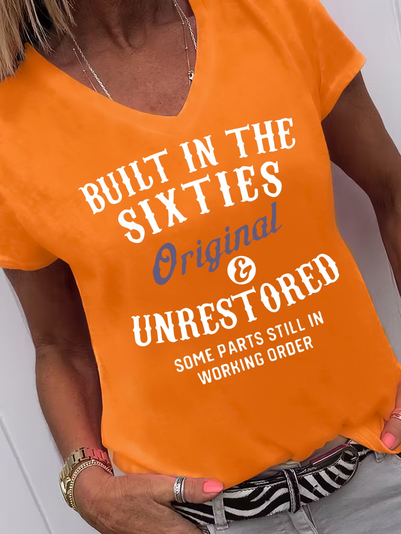 Dark Gray Polyester Printed V-Neck T-Shirt - product view 2