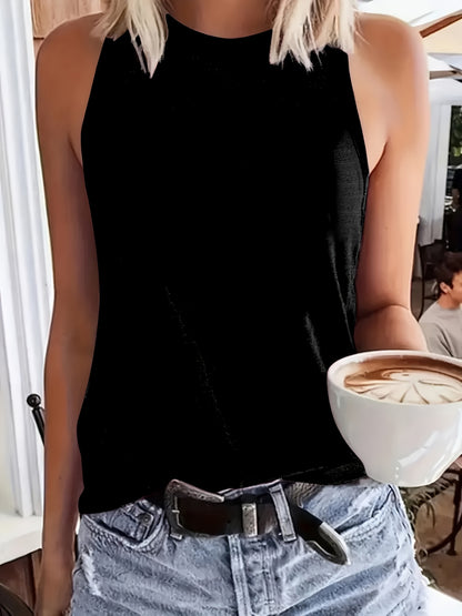 Butterfly Stack Vertical Design Art Alphabet Creative Print Women's Casual Vest, Round Neck Tank Top, Machine Washable, Simple and Versatile Breathable Spring and Summer Casual Style