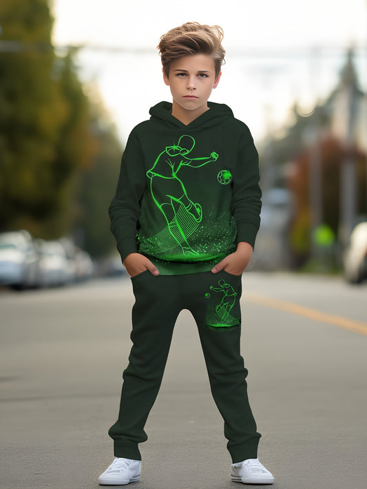 Boys' Casual Outfit Set - Long Sleeve – green option – main product image