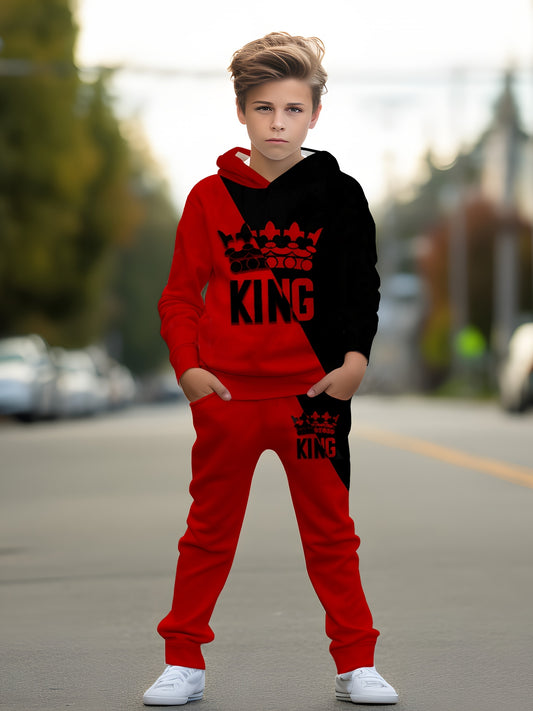 Boys' Casual Outfit Set – Red – Red option – main product image