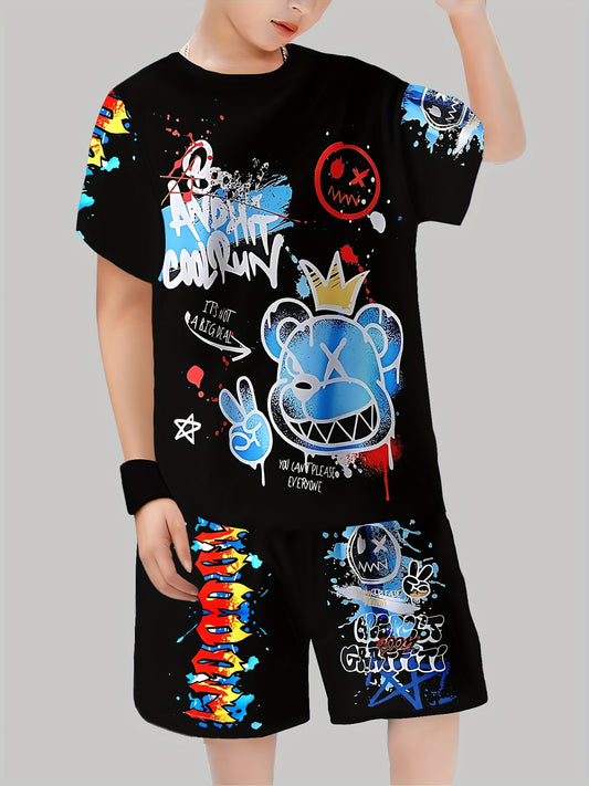 Boys' Casual Outfit Set - Short Sleeve – Black option – main product image