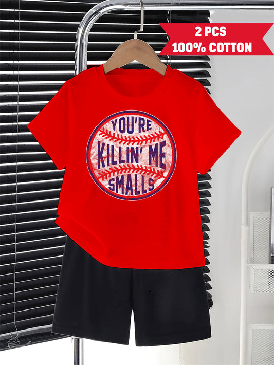 Boys' Casual Outfit Set - Short Sleeve Summer 9141 – Red option – main product image