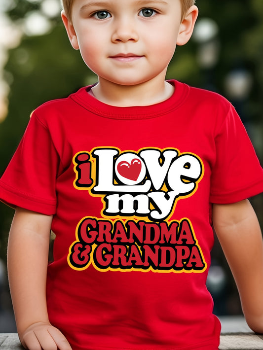 Boys' Grandma & Grandpa T-Shirt - Family Graphic – Red option – main product image