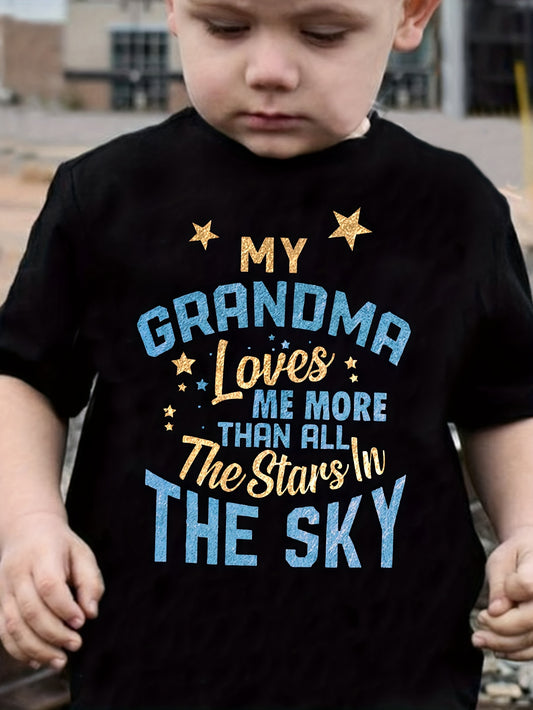 Boys' Grandma Loves Me T-Shirt - Family Quote – Black option – main product image