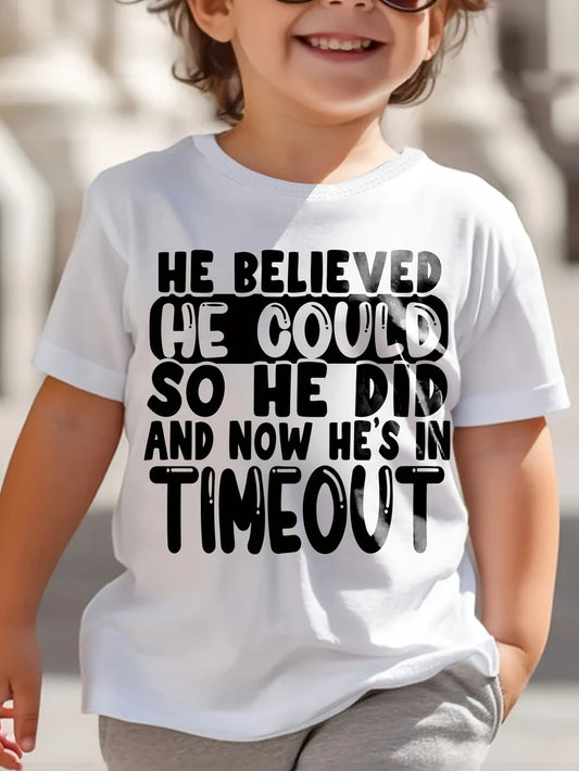 Boys' He Believed T-Shirt - Inspirational Quote – White option – main product image