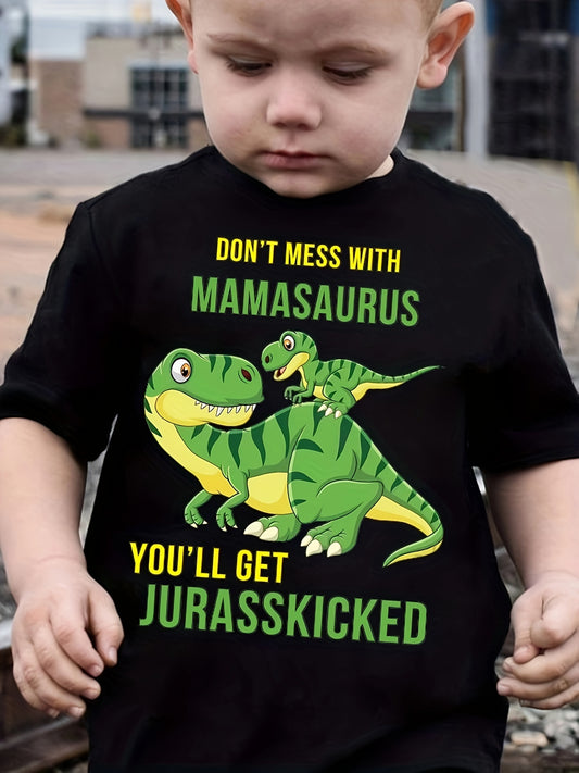 Boys' Mamasaurus T-Shirt - Dinosaur Graphic – Black option – main product image