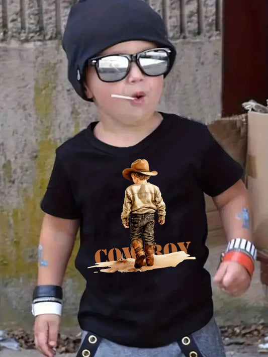 Boys's Graphic Print T-Shirt - Short Sleeve – Black – Black option – main product image